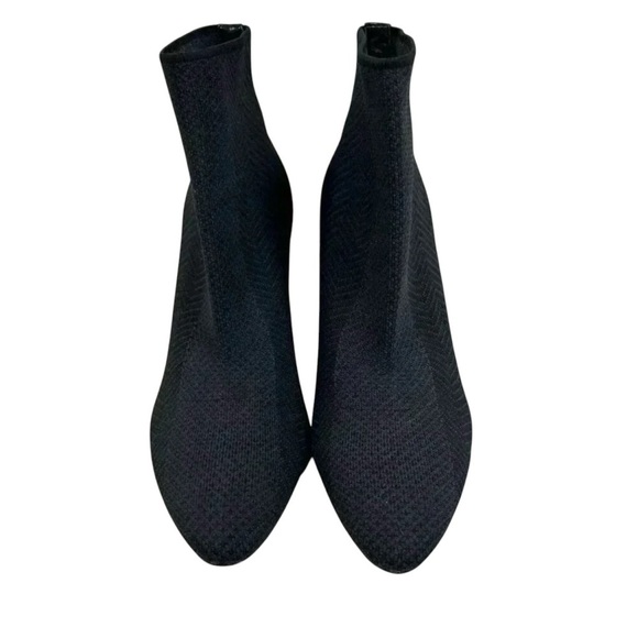 Zara Woman Size 37 Knit Mirror Chrome Heels Black Sock Boots Ankle Booties - Picture 3 of 9